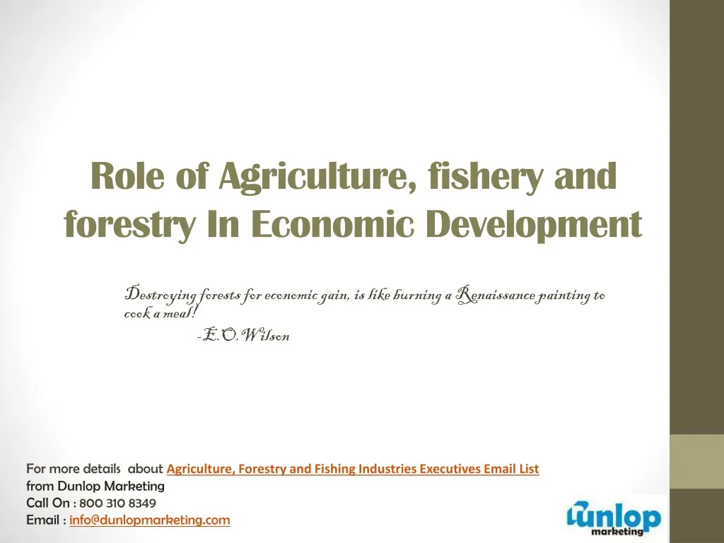 role of agriculture fishery and forestry