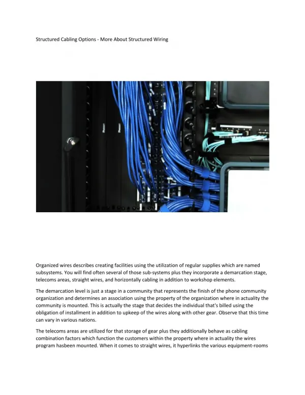 Structured Cabling Options - More About Structured Wiring