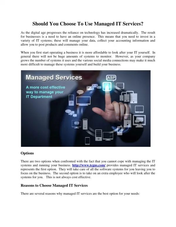 Should You Choose To Use Managed IT Services