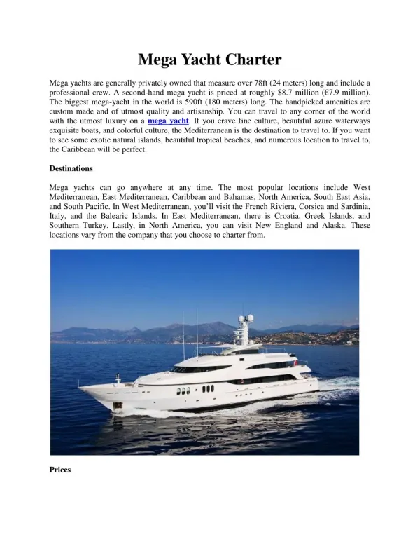 Mega Yacht Charter