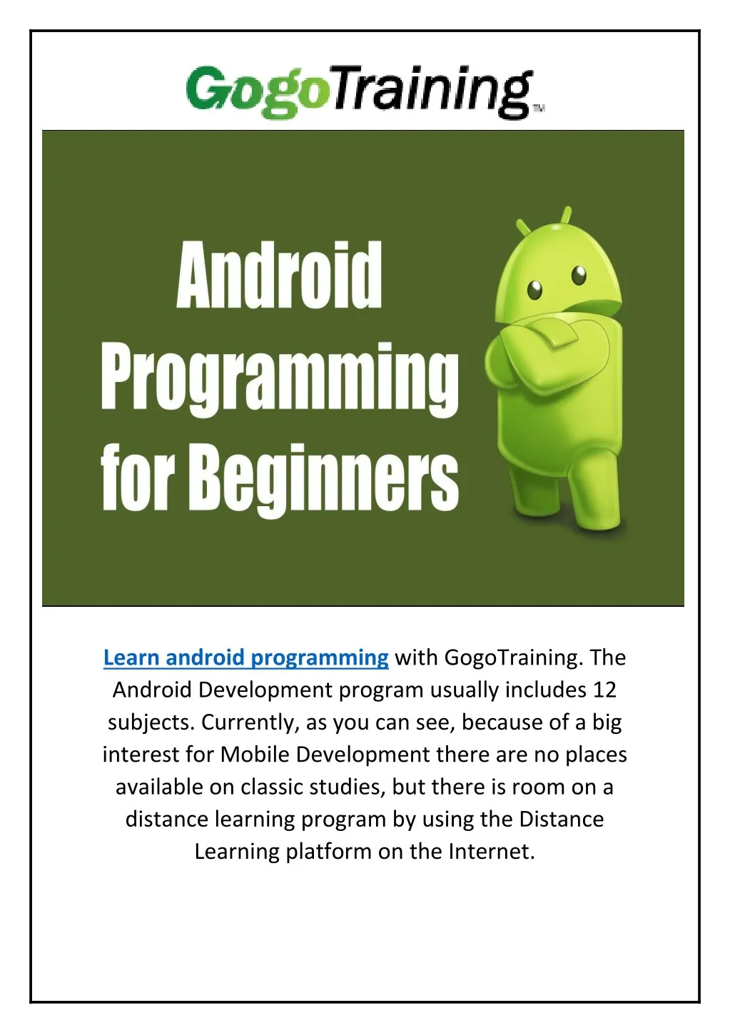 learn android programming with gogotraining
