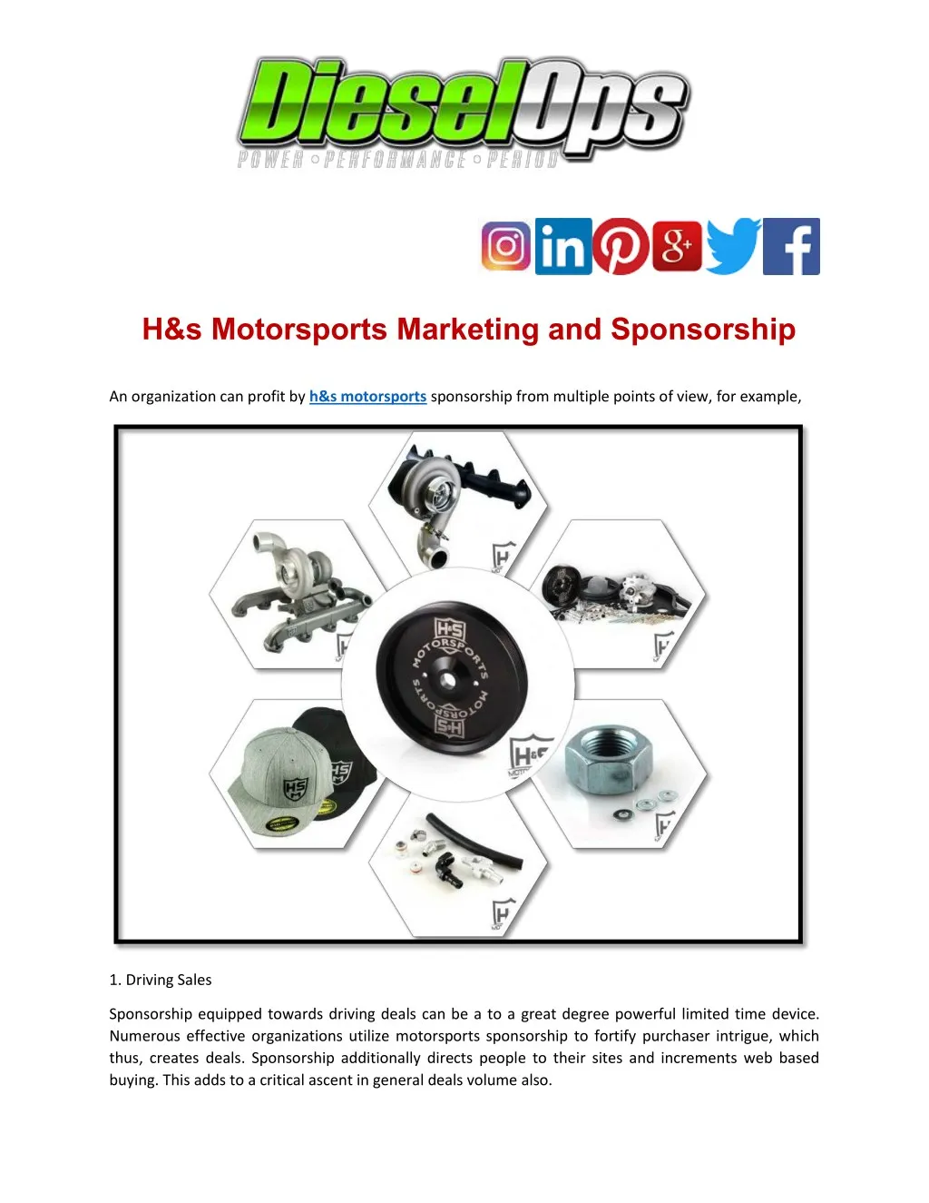 h s motorsports marketing and sponsorship