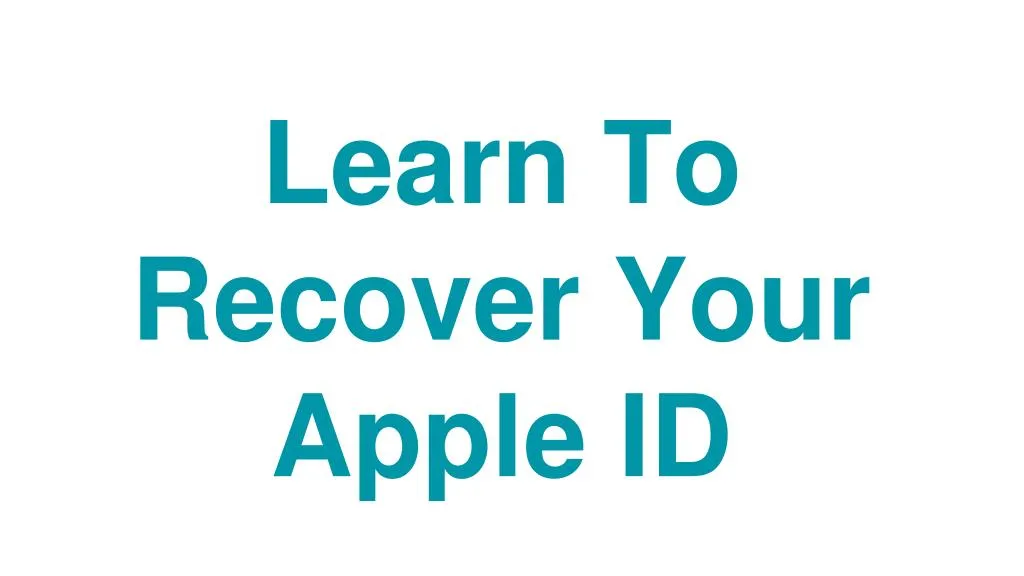 learn to recover your apple id