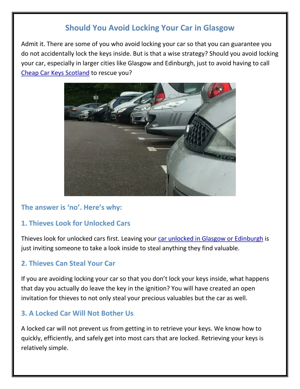 should you avoid locking your car in glasgow