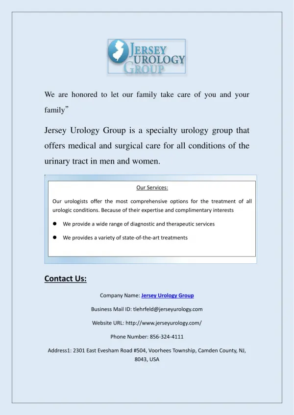 Kidney Stone Treatment & Management at Jerseyurology.com
