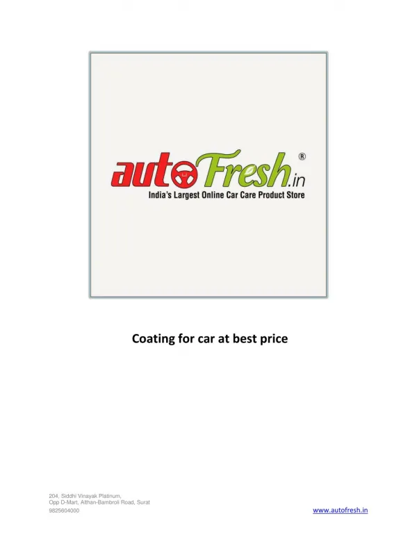 Coating for car at best price