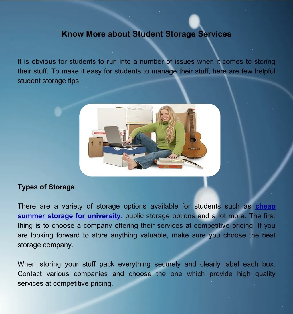 know more about student storage services