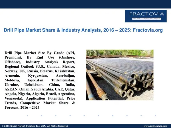Latest PPT for Drill Pipe Market Analysis, 2017 - 2025