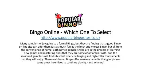 Bingo Online - Which One To Select