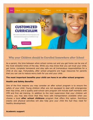 Before and After School Programs & Child Care | after school childcare - elitekindacare.com - slide 1