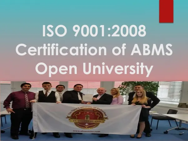 ISO 90012008 Certification of ABMS Open University