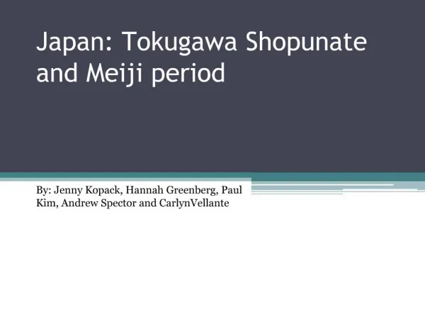 Japan: Tokugawa Shopunate and Meiji period