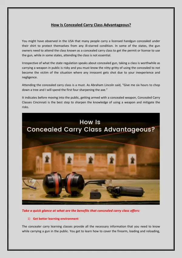 Benefits of Concealed Carry Class