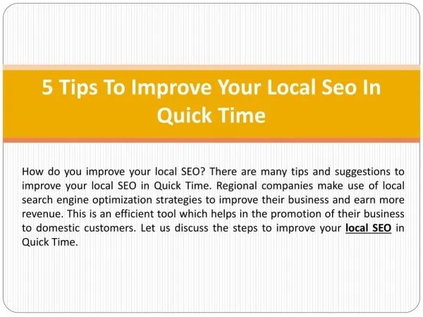 Tips To Improve Your Local SEO
