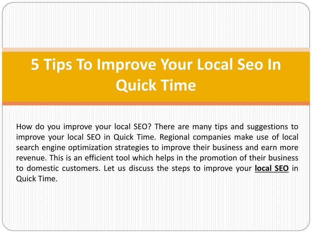 5 tips to improve your local seo in quick time