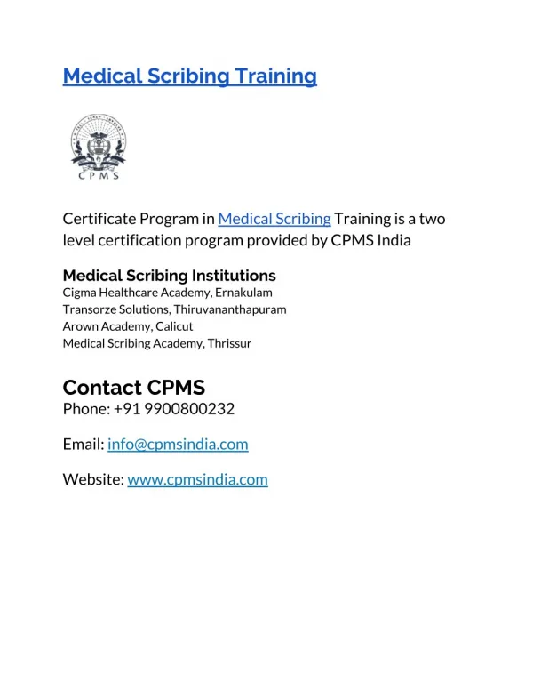 Medical Scribe Training in Kerala