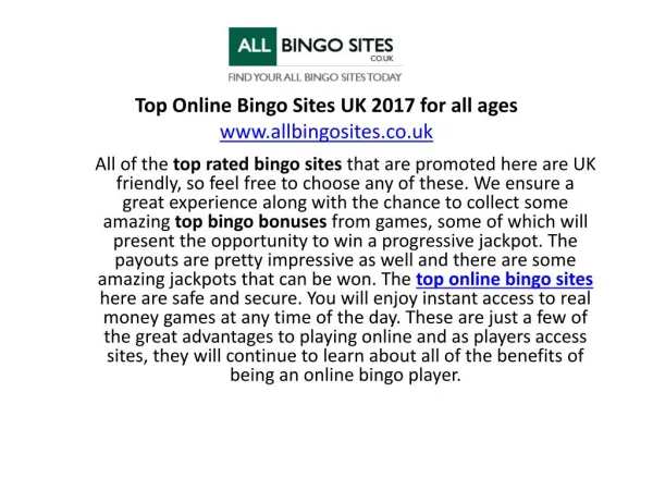 Top online Bingo Sites UK 2017 for all ages