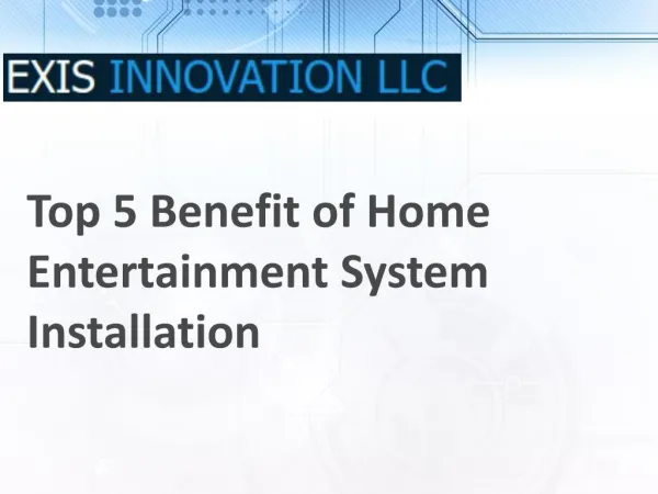 Home Entertainment Systems Installation 