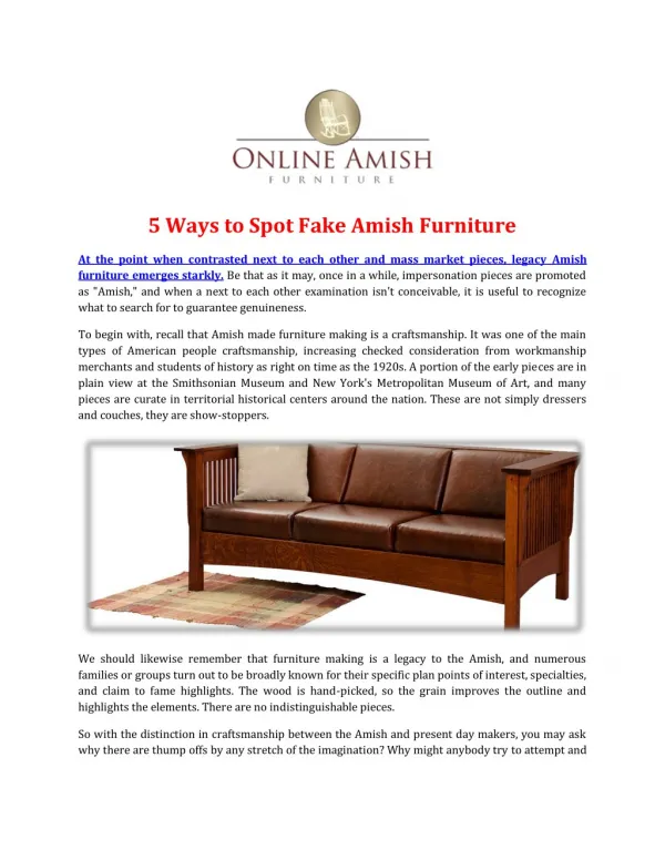 5 Ways to Spot Fake Amish Furniture