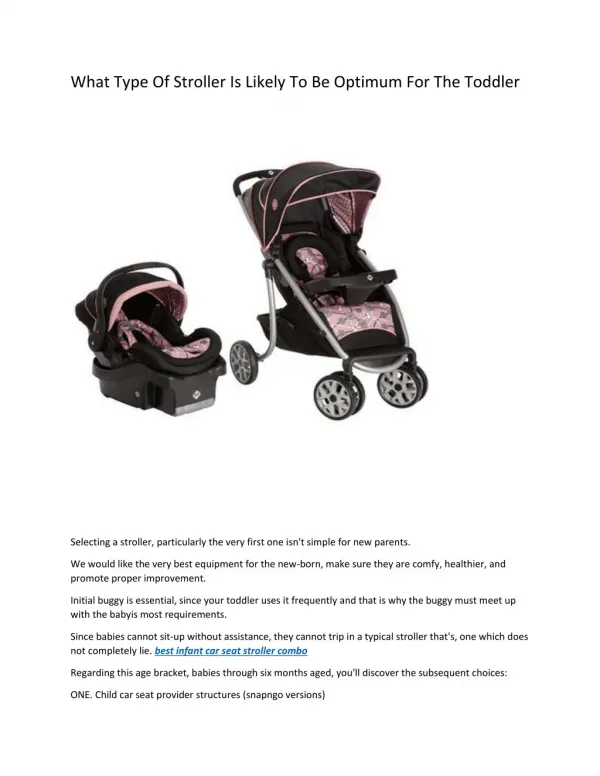 What Type Of Stroller Is Likely To Be Optimum For The Toddler