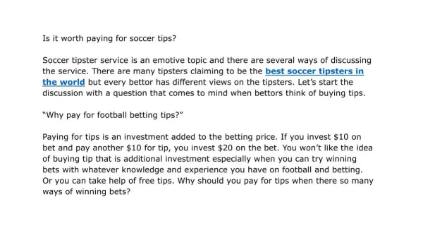 Best soccer tipsters in the world