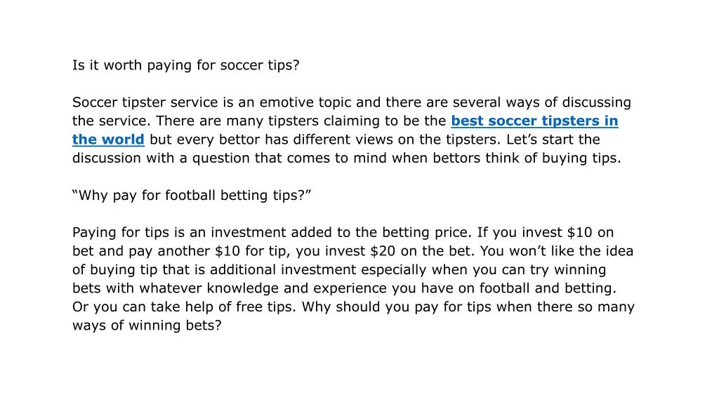 is it worth paying for soccer tips soccer tipster