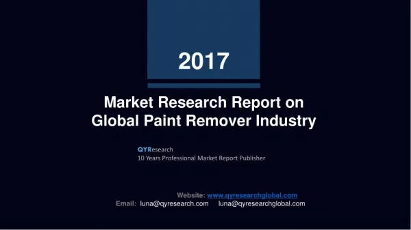 2017 Market Research Report on Global Paint Remover Industry