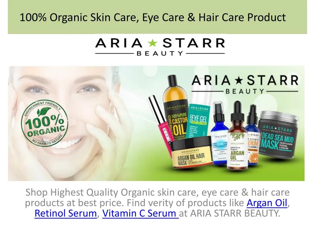 100 organic skin care eye care hair care product