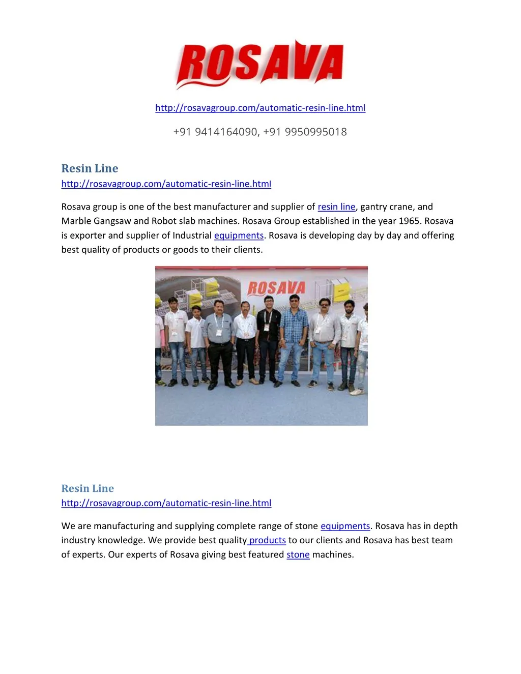 http rosavagroup com automatic resin line html