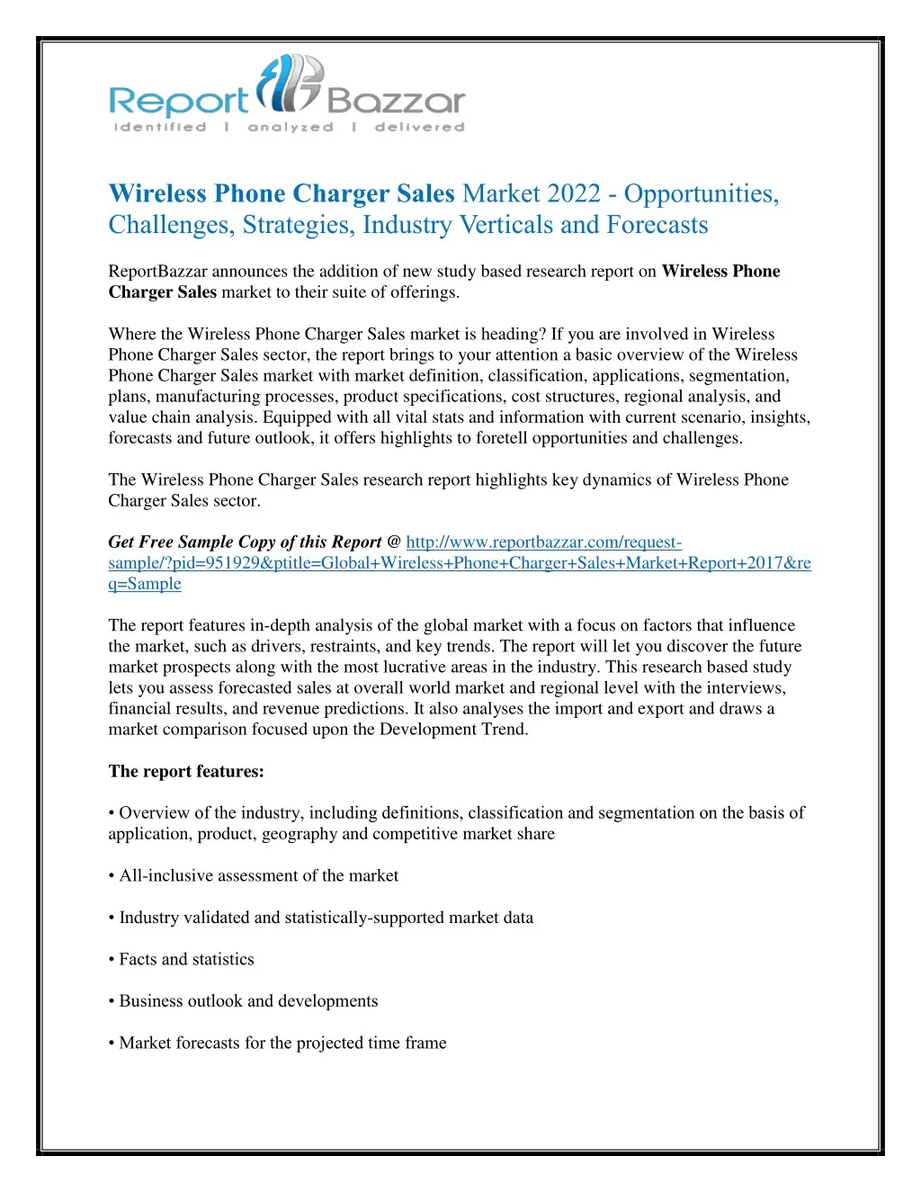 wireless phone charger sales market 2022