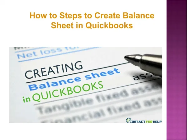 How to Steps to Create Balance Sheet in Quickbooks