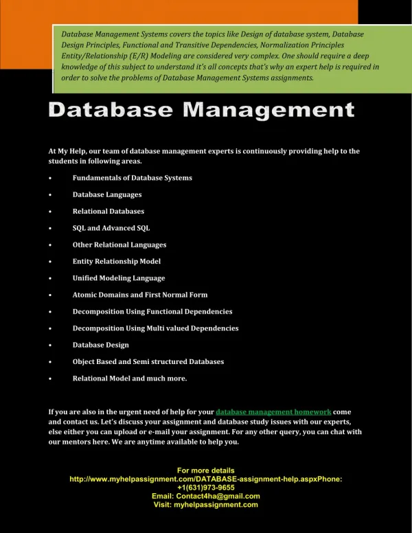 Database Management Homework Help