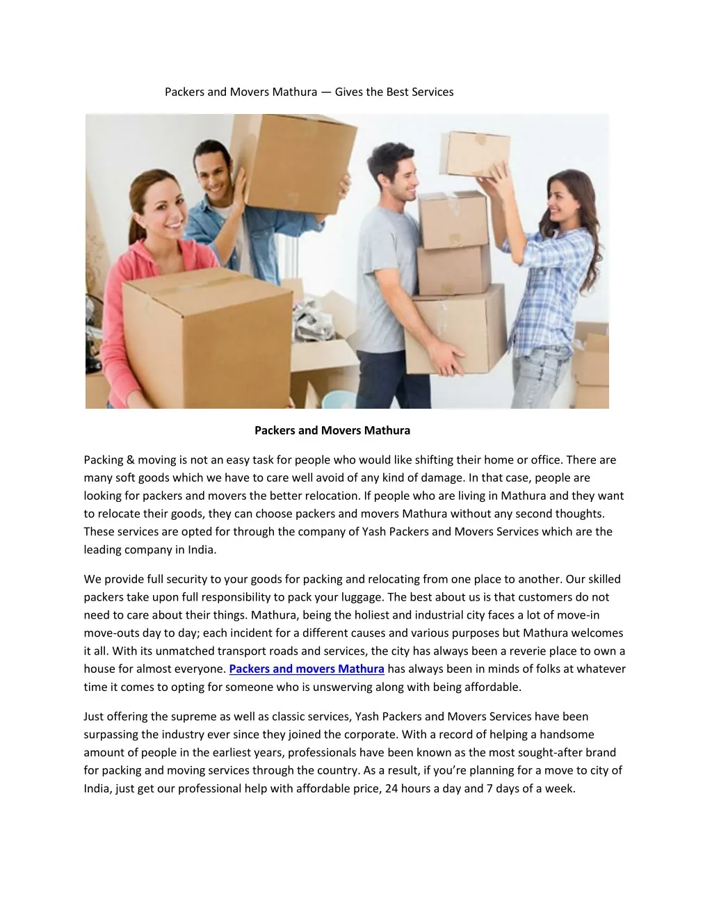 packers and movers mathura gives the best services