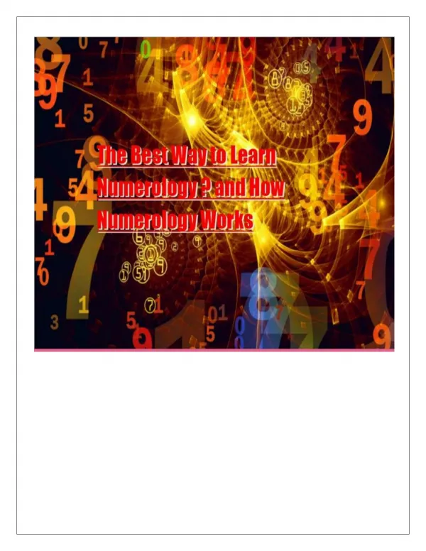 The Best Way to Learn Numerology and How number works