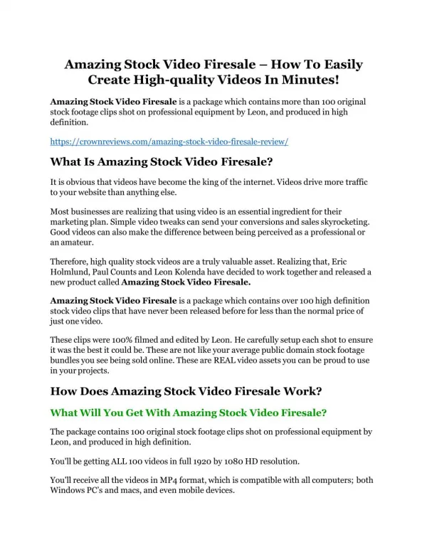 Amazing Stock Video Firesale review-(MEGA) $23,500 bonus of Amazing Stock Video Firesale