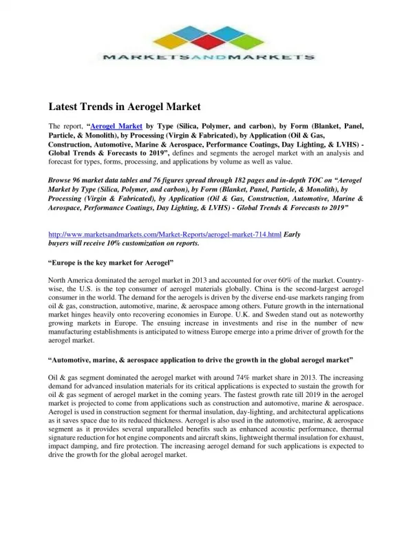 Latest Trends in Aerogel Market