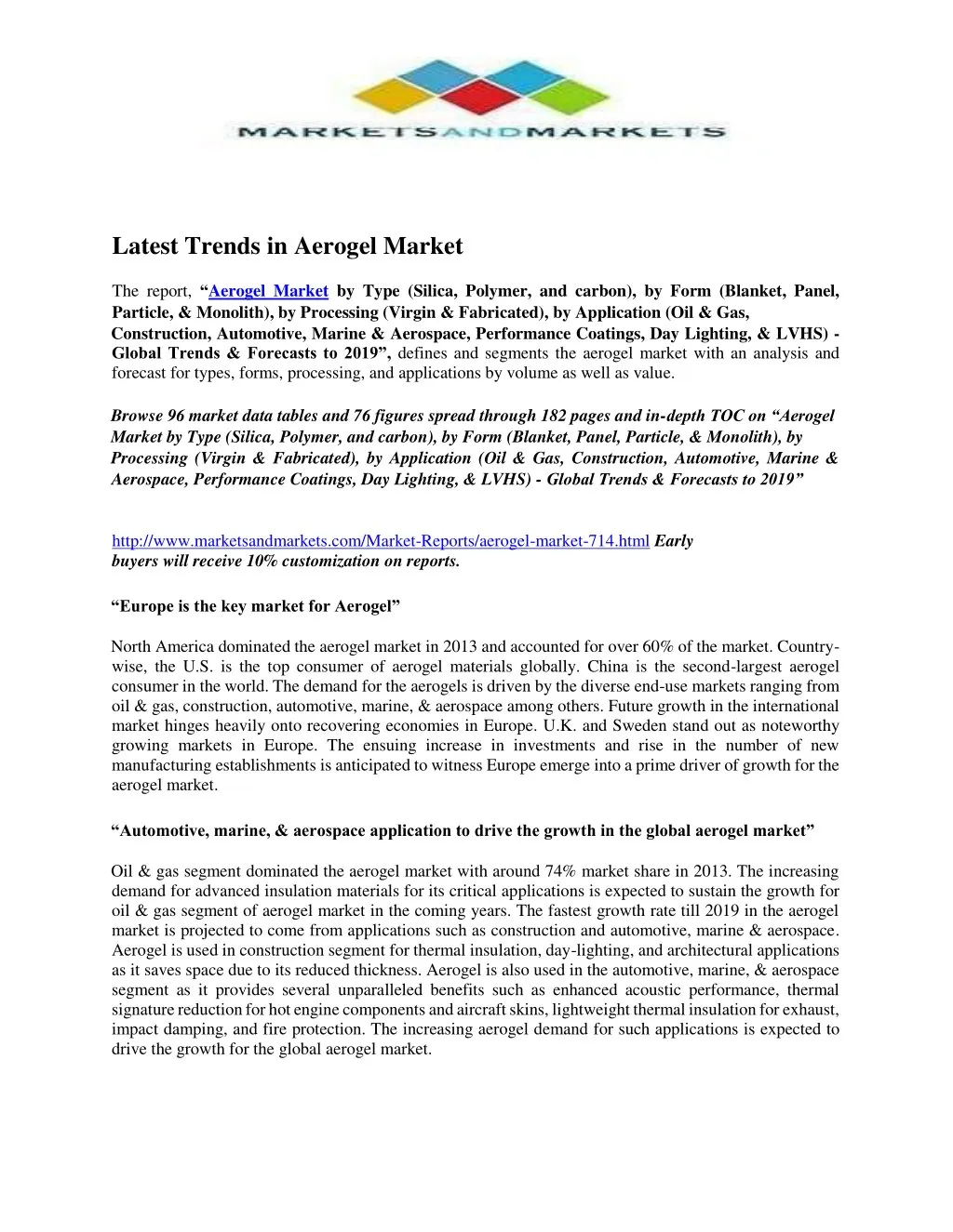 latest trends in aerogel market the report