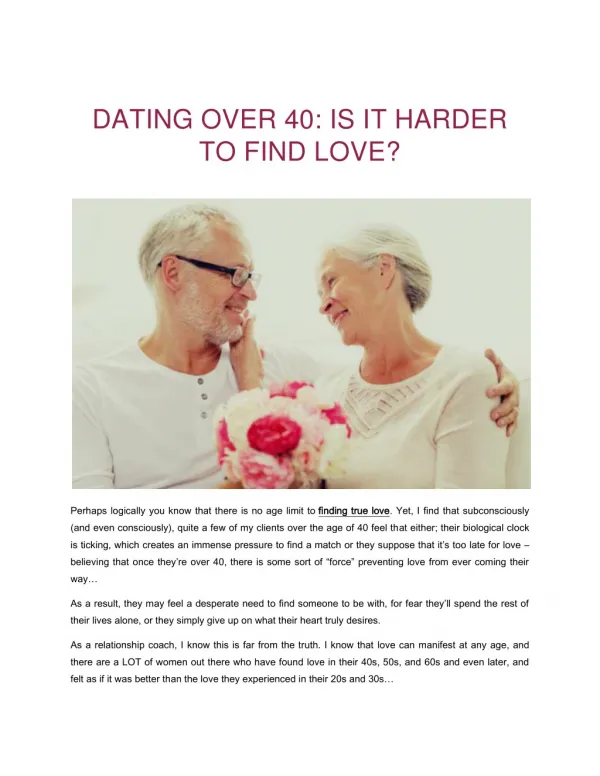 Dating Over 40: Is It Harder to Find Love - Healthy You Healthy Love
