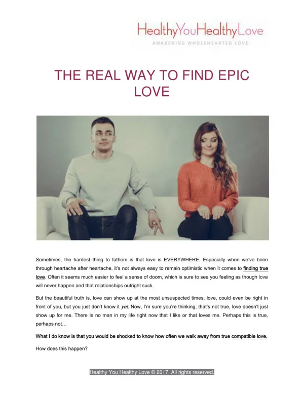 The REAL Way to Find Epic Love - Healthy You Healthy Love
