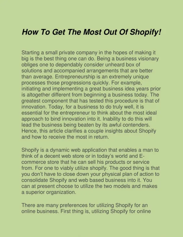 How To Get The Most Out Of Shopify!