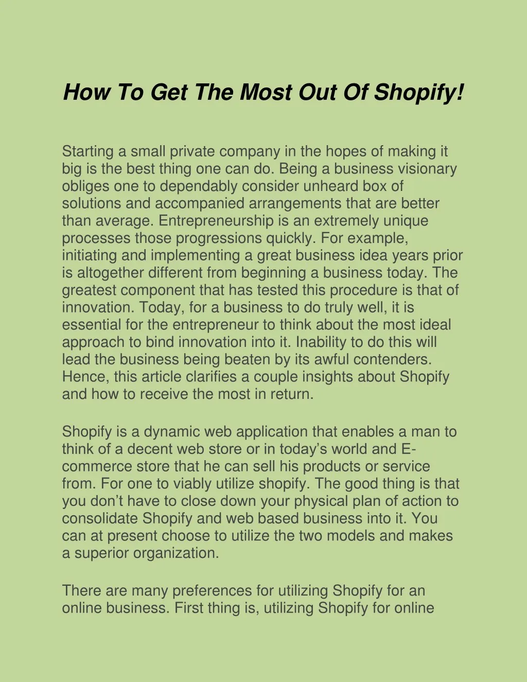 how to get the most out of shopify