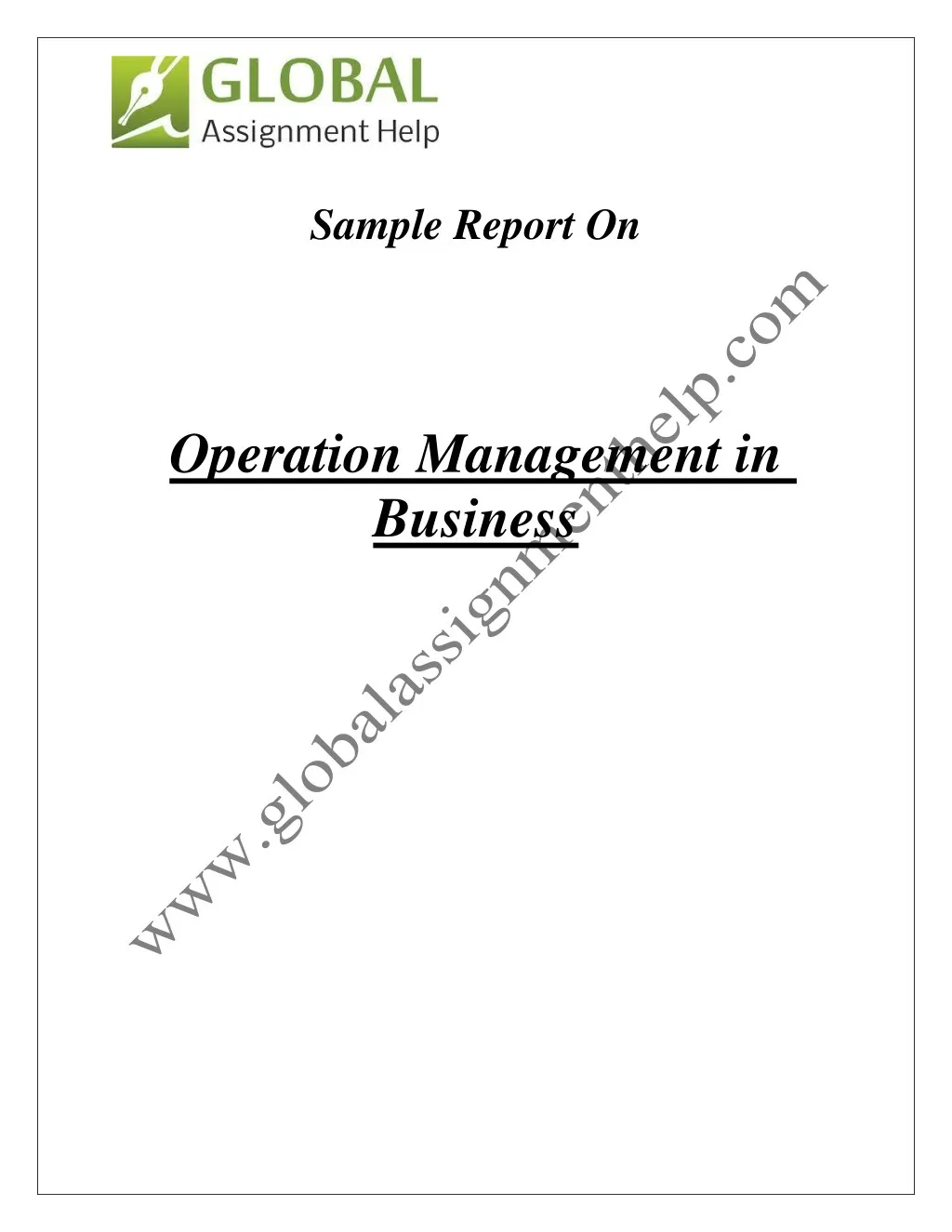 sample report on operation management in business