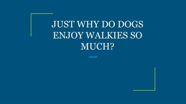 JUST WHY DO DOGS ENJOY WALKIES SO MUCH?