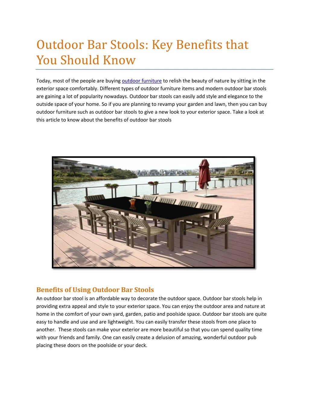 outdoor bar stools key benefits that you should