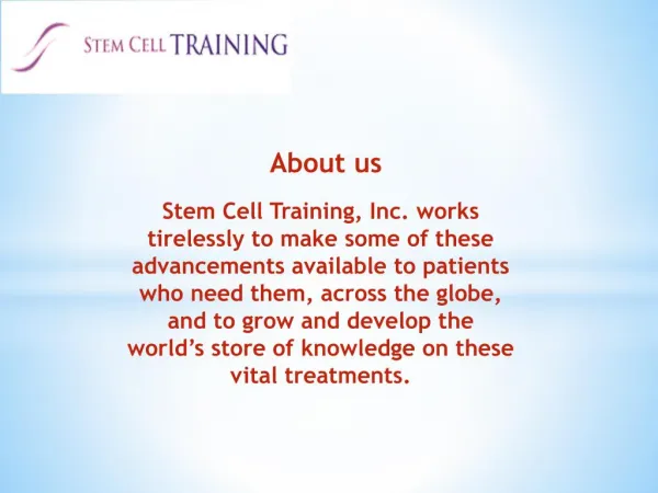 Stem cell training