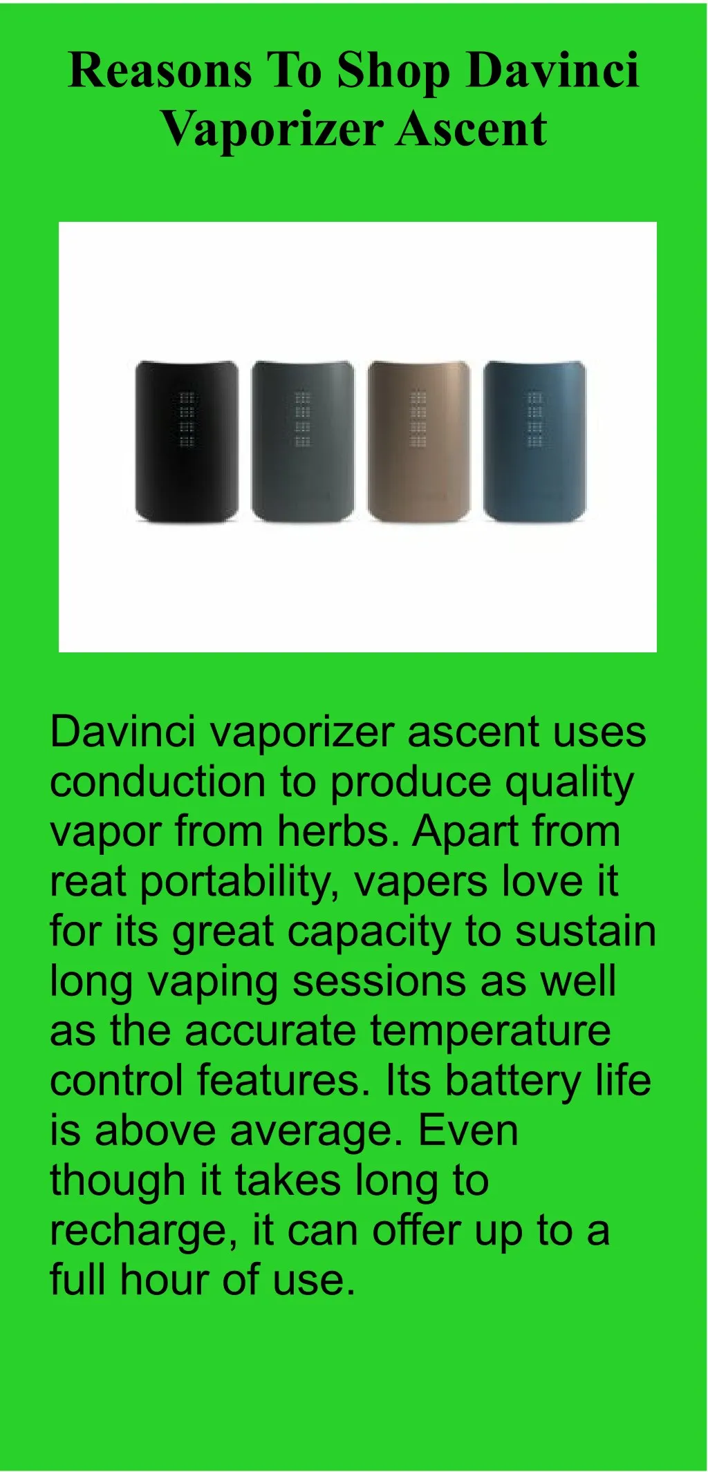 reasons to shop davinci vaporizer ascent