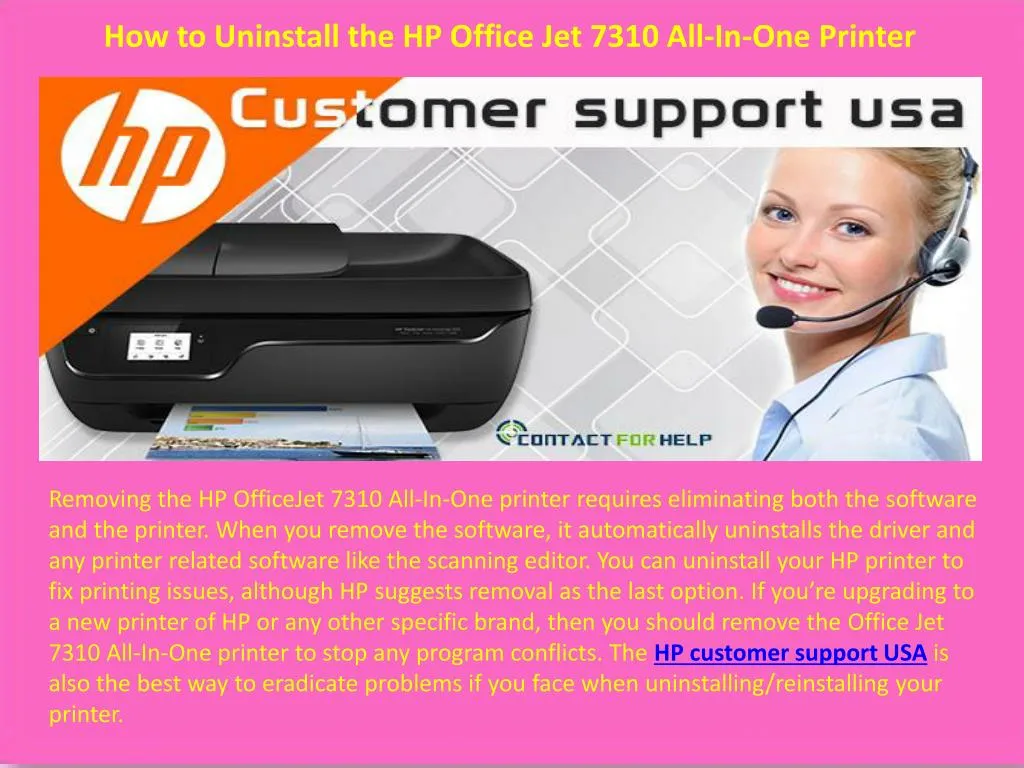 how to uninstall the hp office jet 7310