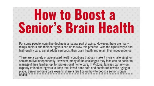 How to Boost a Senior’s Brain Health