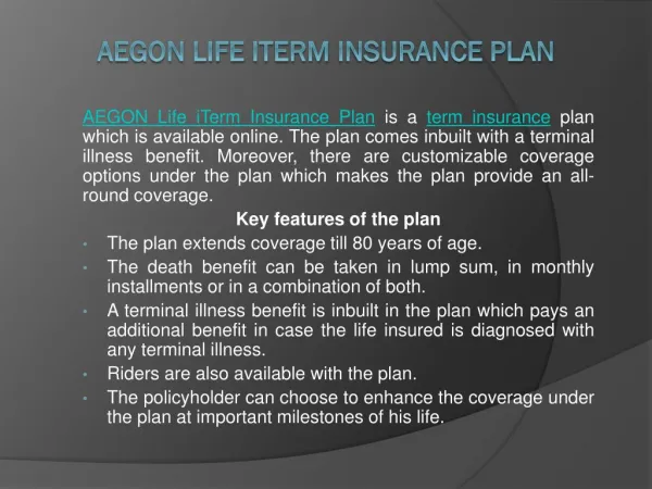 Aegon Life iTerm Insurance Plan