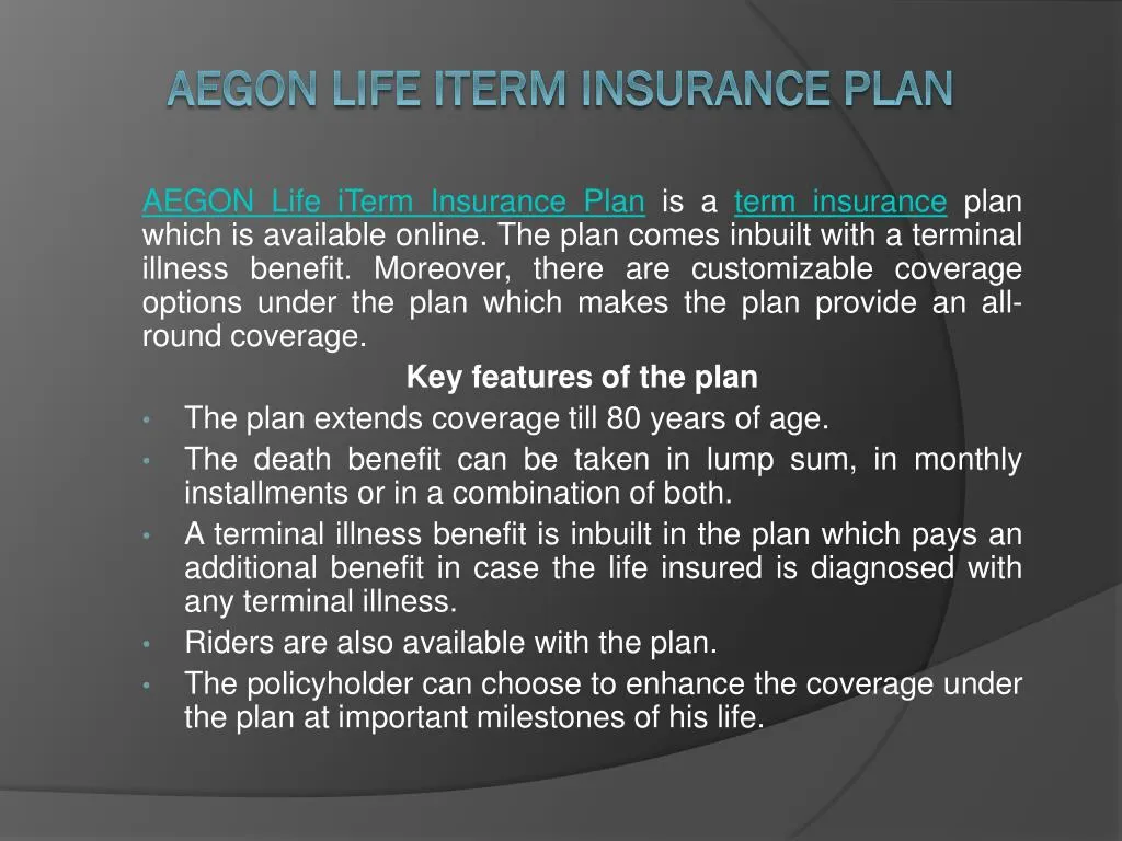 aegon life iterm insurance plan